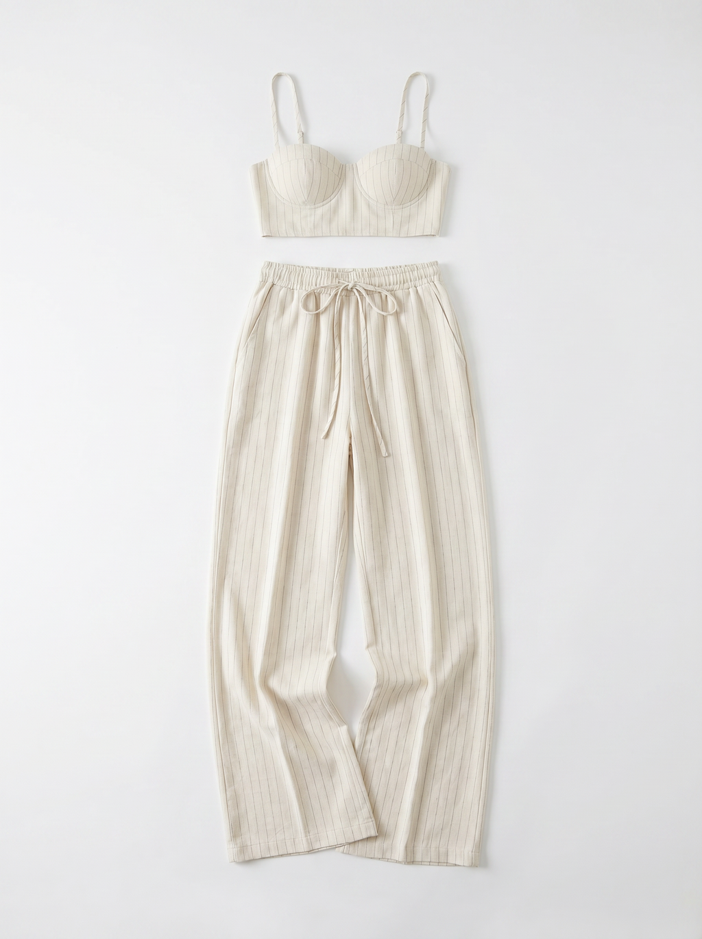 Conjunto Siena Crema — Bustier y Pantalón de Lino