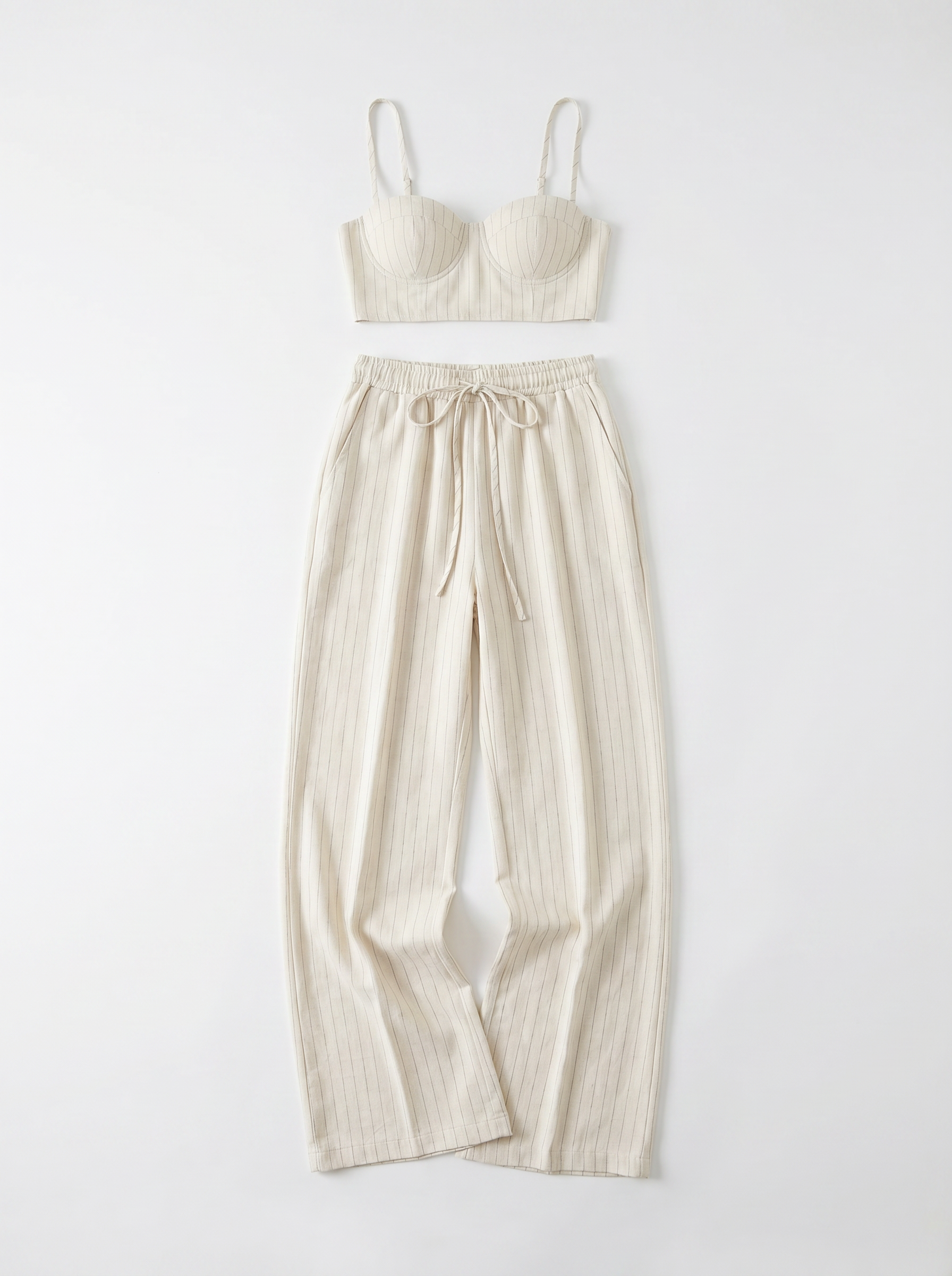 Conjunto Siena Crema — Bustier y Pantalón de Lino