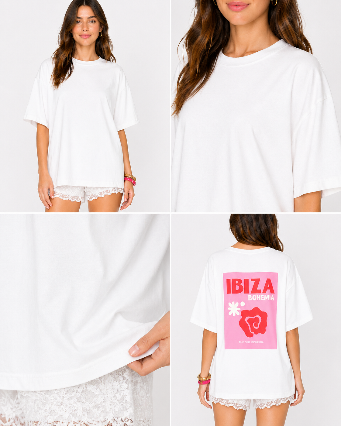 Camiseta Oversize Ibiza Bohemia — Blanco