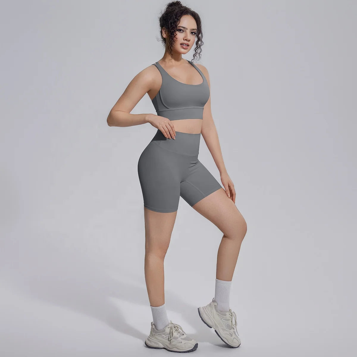 Wholesale 2 Piece Women Yoga Set High Waist Leggings Shorts