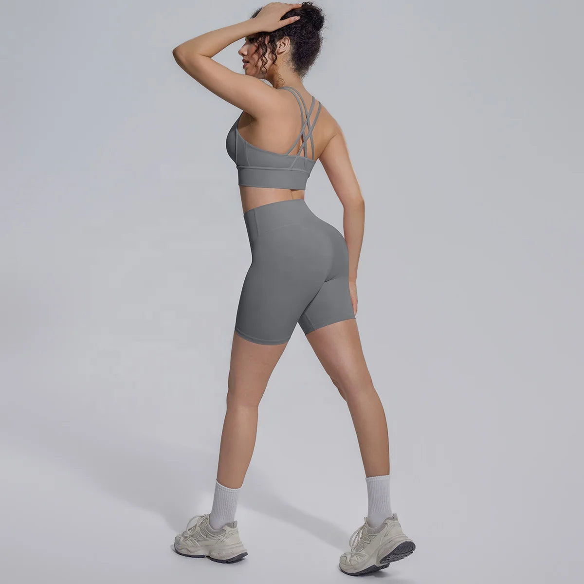 Wholesale 2 Piece Women Yoga Set High Waist Leggings Shorts