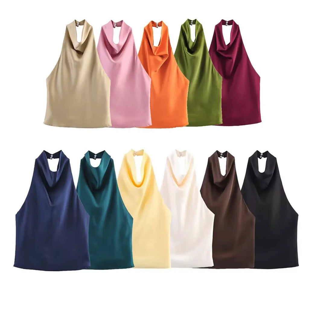 ZEVITY Women's Clothing 2026 Spring New Fashion Halter Neck Top